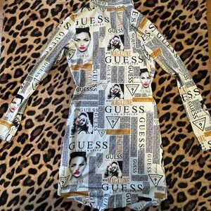 GUESS Women's Clarisse Magazine Newspaper Print Shirtdress NWT S